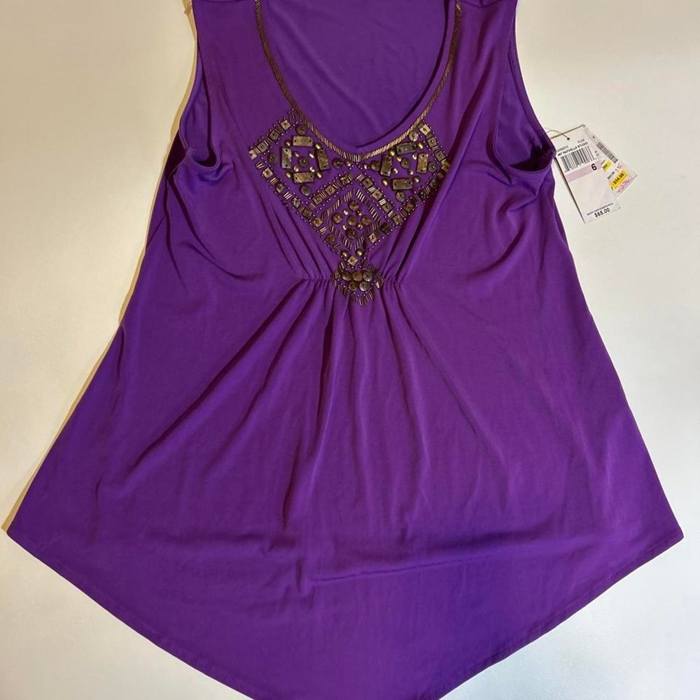 Rafaella Studio Embellished Tank Top Womens Size 6 Purple